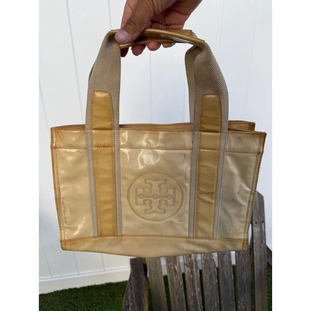 Tory Burch Coated‎ Twill Mini Tory Tote SEE PHOTOS. W